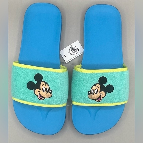 Disney MICKEY MOUSE Blue & Green Slip-On Slide Sandals Size Men’s 7, Women’s 9 - Picture 5 of 7